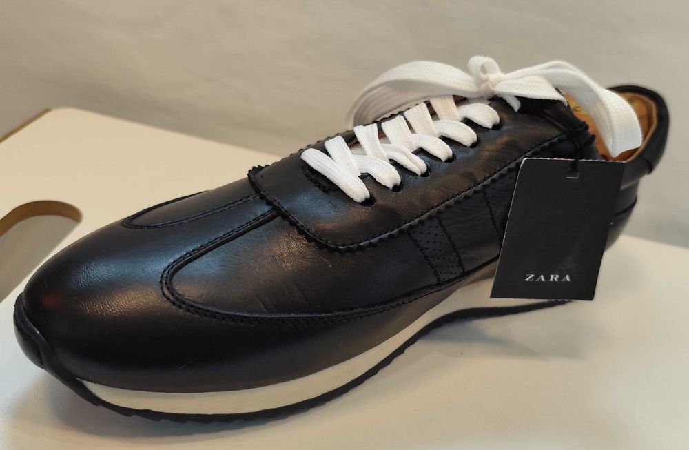 Pantofi sport casual 40 premium ZARA NOI piele naturala moale negru