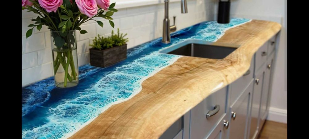 Изработка на кухненски плотове от епоксидна смола,дизайнерски настилки от епоксидна смола,трапезни маси от епоксидна смола,стъпала от епоксидна смола