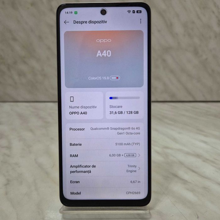 Telefon Oppo A40 Alb 128/6gb  Ca Nou Zeus Amanet Rahova 32425