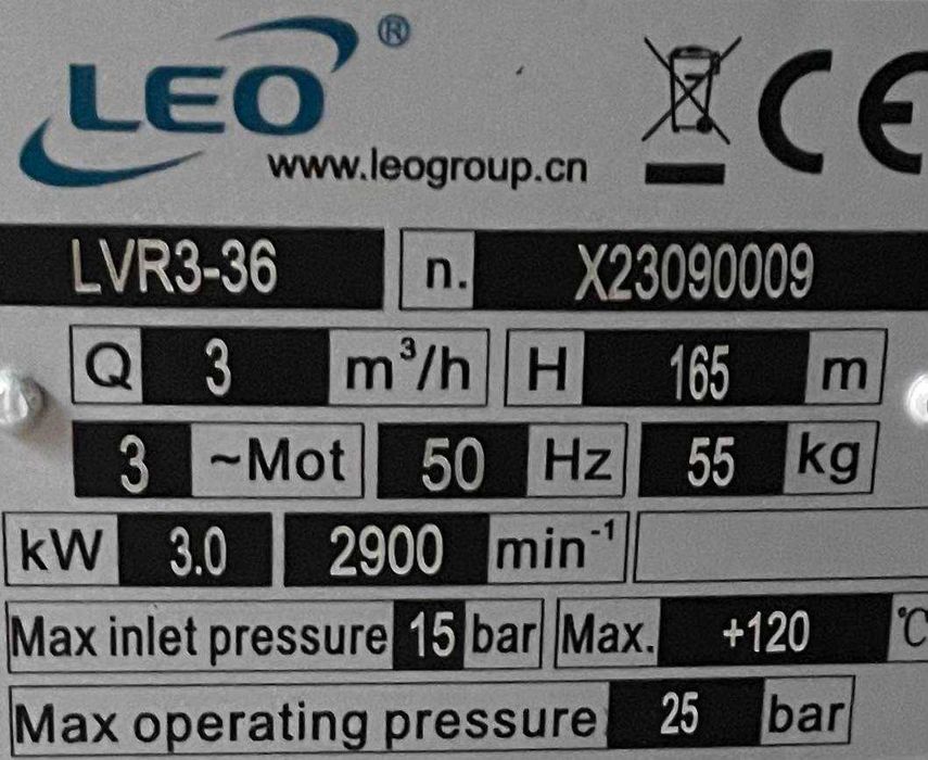 Промышленные насосы LEO, LVR3-36, Вертикальный насос