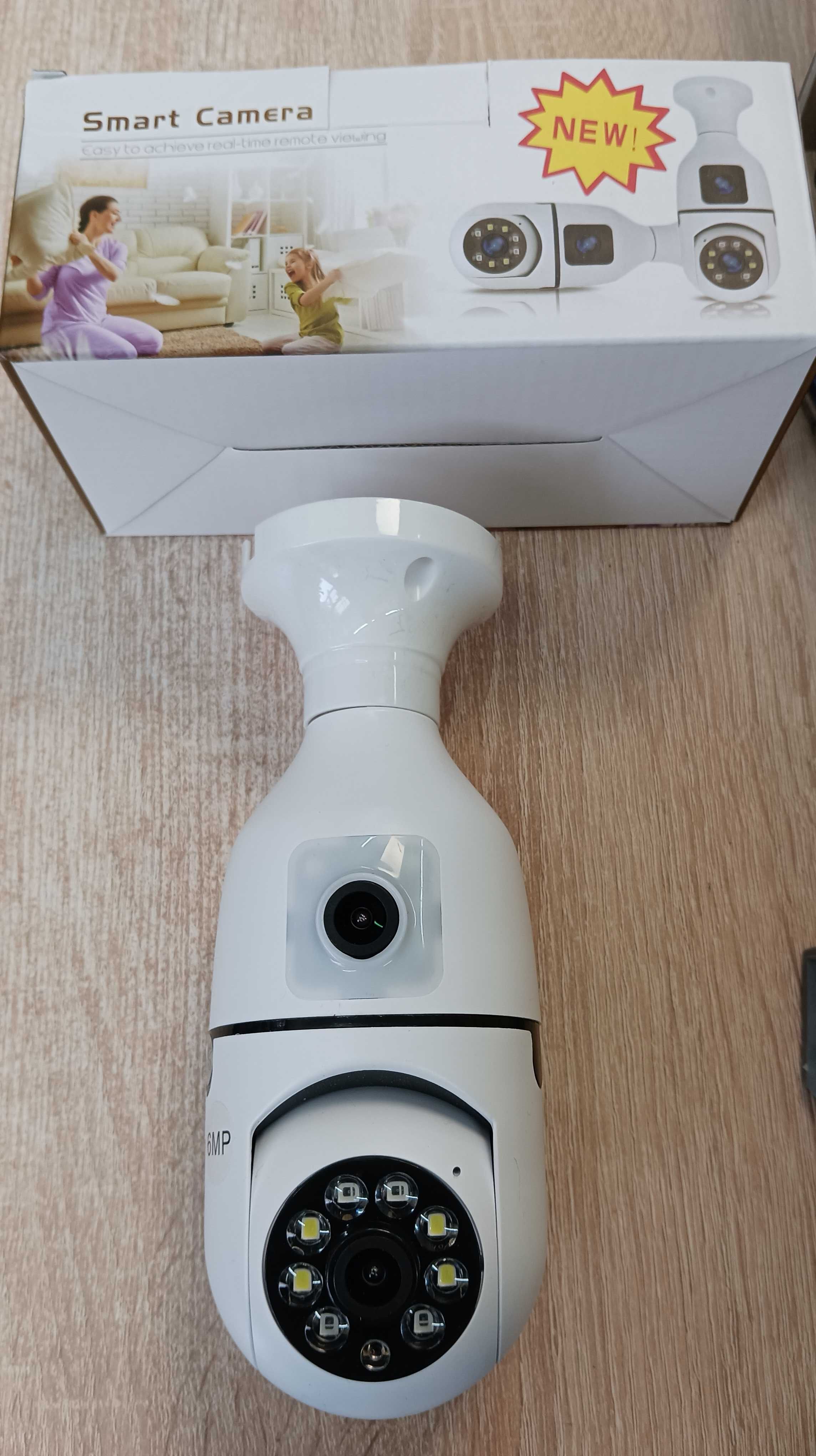 WiFi безжична въртяща се двойна IP камера за фасунга крушка лампа 6MP ...