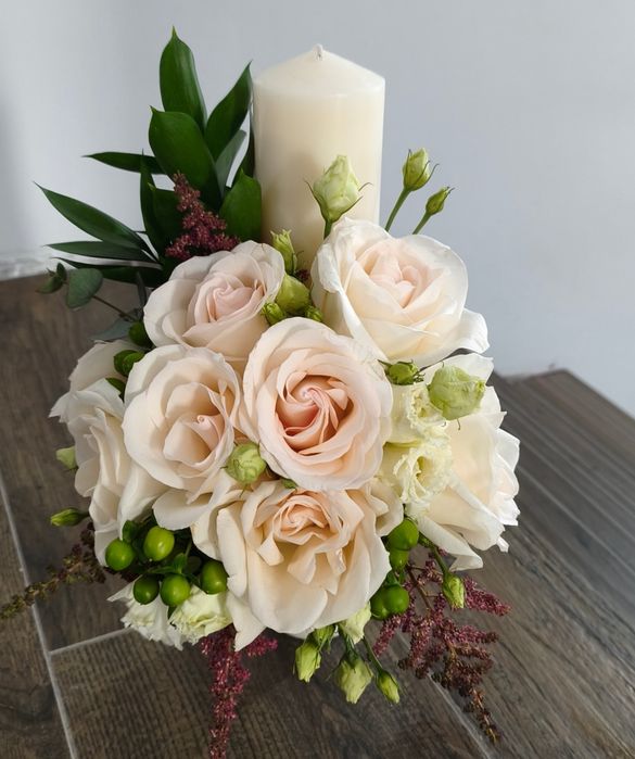 Lumânări nunta botez flori naturale