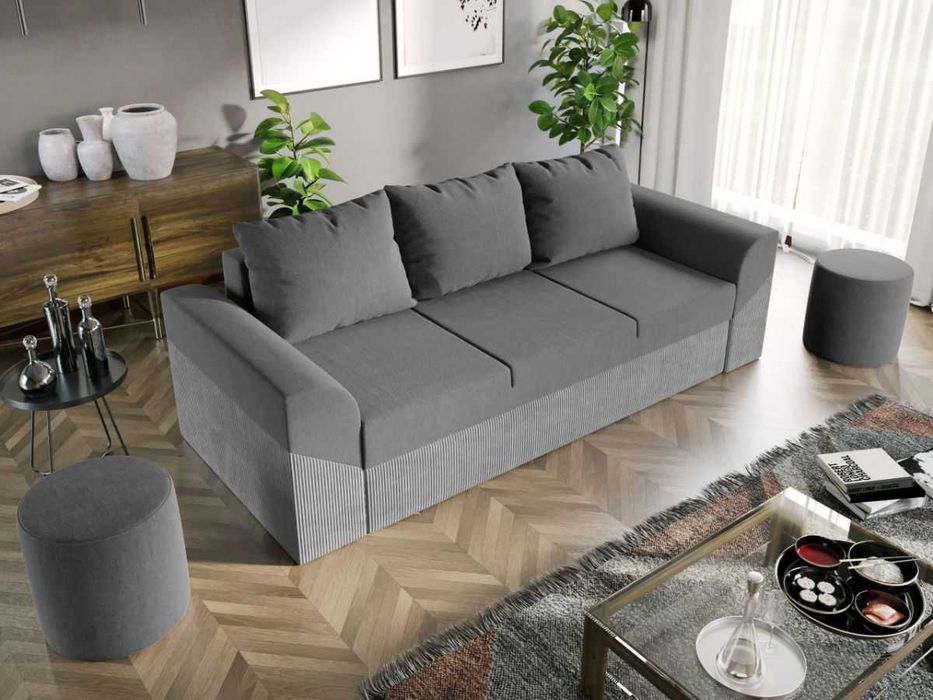 Canapea Extensibila Cali Catifea / Reiat Gri Deschis