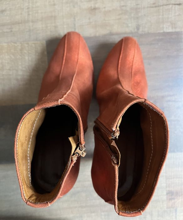 Botine din piele moale, coniac-portocalii, cu platforma