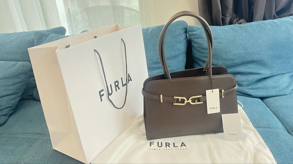 FURLA Meti Nero Cioccolato Stucco,Dalia.100%ориг.М размер,сериен номер