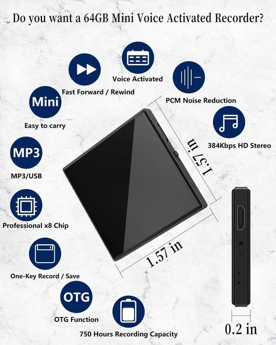 Професионален дигитален рекордер PocketRec 32GB – Гласова активация