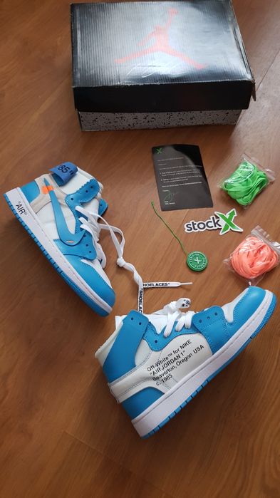 Sneakers Jordan 1 Off-White UNC • STOC: 41 • Livrare rapidă 1-2 zile •