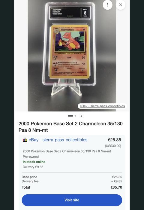 Pokemon graded cards Charmeleon 2000 base set 2