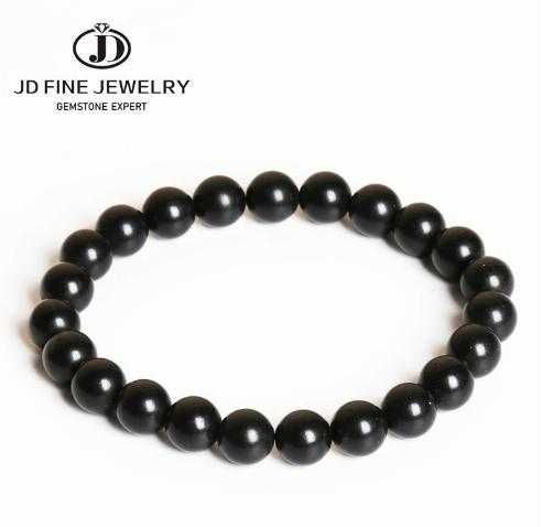 Универсална Разтегаема Шунгитова Гривна от Естествен Шунгит Обработена