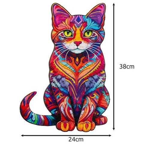 Дървен пъзел-котка