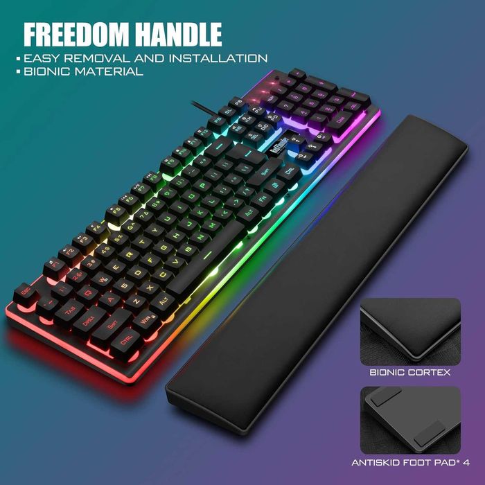 Set tastatura mouse RedThunder K10 gaming cu fir iluminare RGB QWERTZ