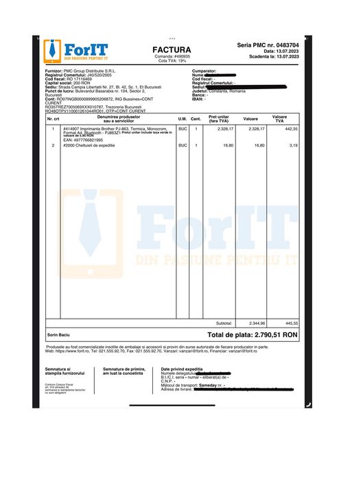 Imprimanta termica Brother PJ-863