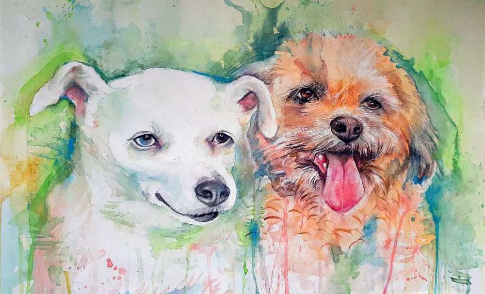 Оригинален авторски акварвелен портрет на хора и животни