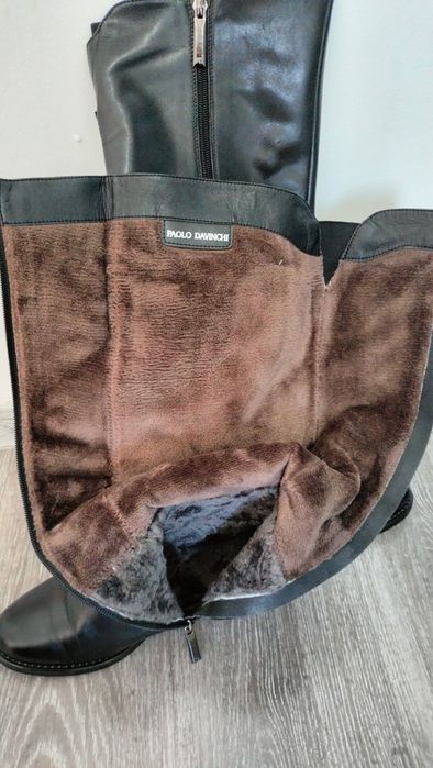 Зимние сапоги кожаный