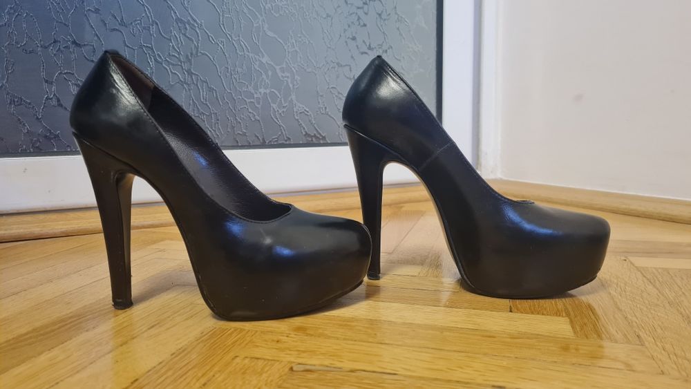 Pantofi piele naturala toc 12 cm 35