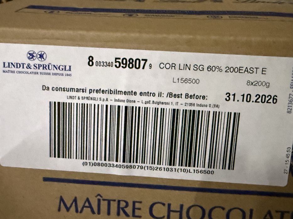 Lindt LINDOR 60% какао 2 палета налични