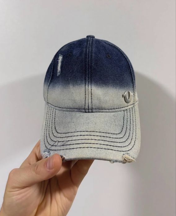 True Religion Bleached Denim Baseball Cap