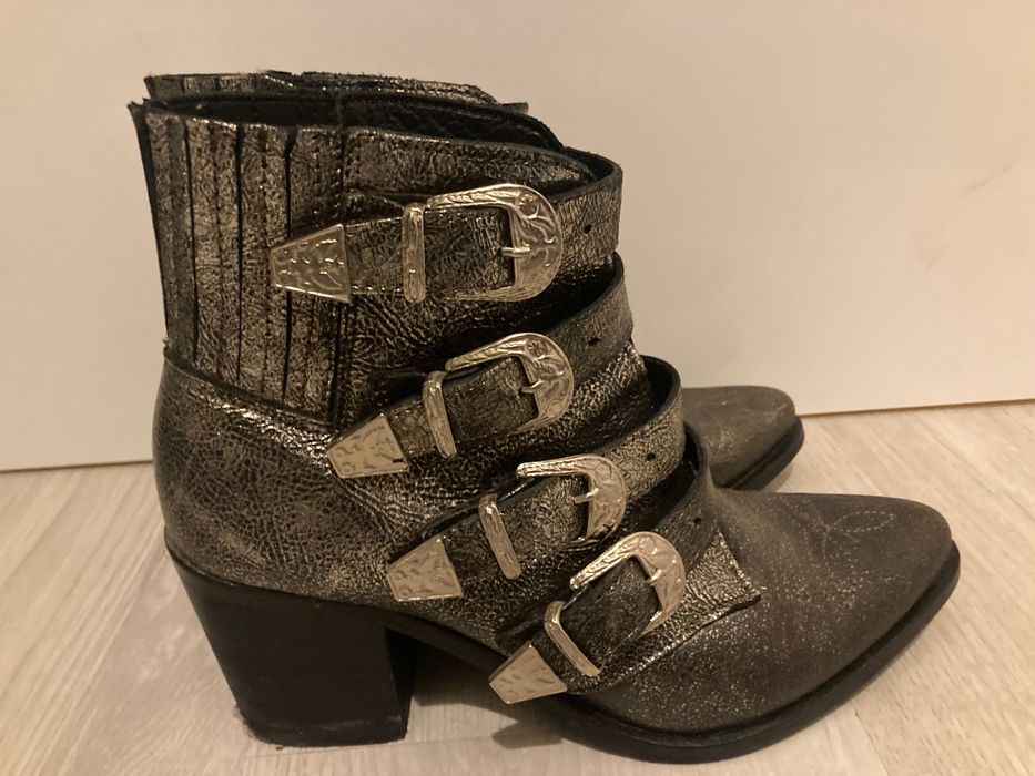 Пролетни боти в цвят състарено сребро, в гръндж стил, размер 38