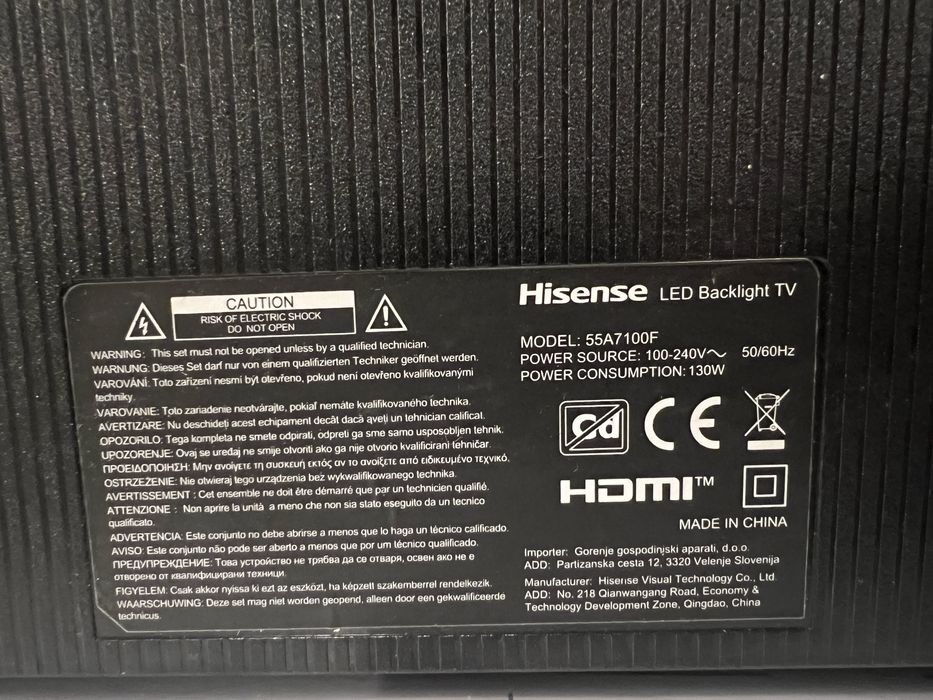 Tv led smart Hisense 55A7100F display spart
