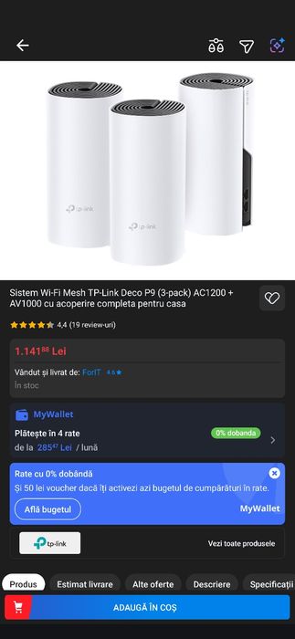 2 Router Deco p9 powerline aproape noi în garanție