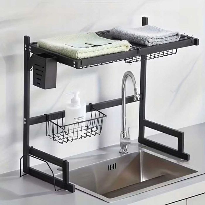 Двуетажен сушилник за съдове с поставка за дъска за рязане