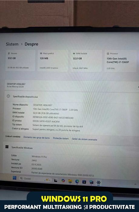 Laptop Dual Screen 16”+16” • i7-1360P • 32GB • 1TB SSD • Touch • Nou