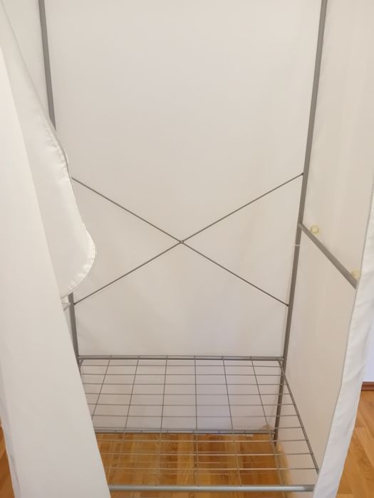 Dulap haine textil  80x50x180 alb cu bara umerase si polita