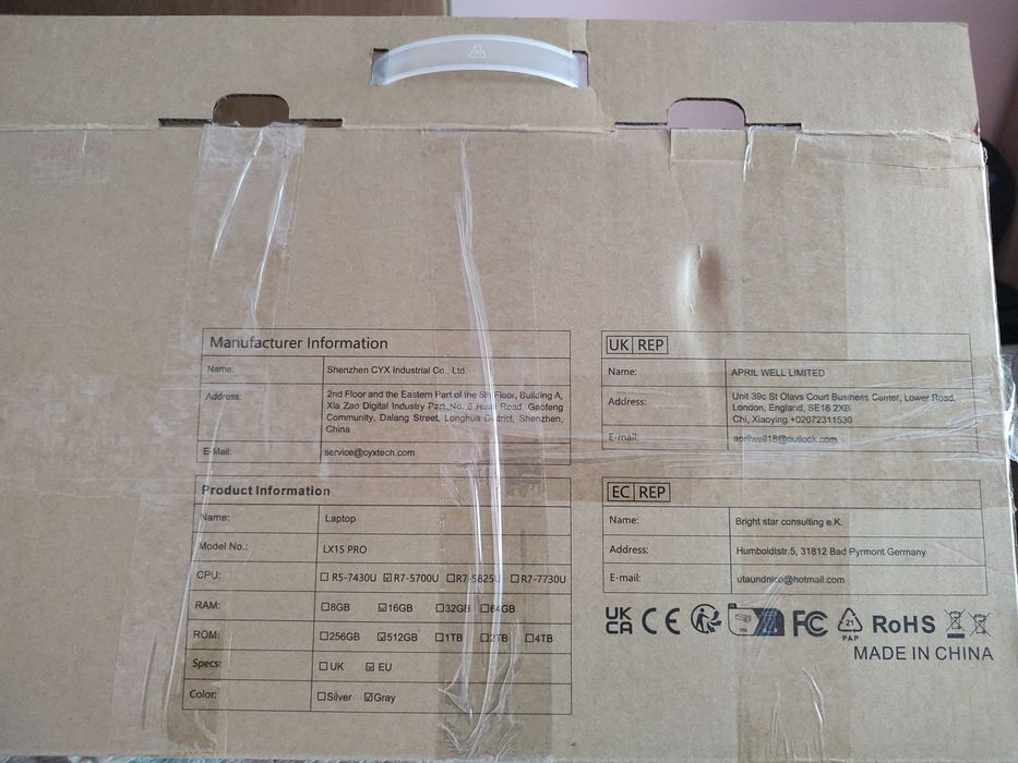 Laptop Acemagic LX15 PRO, Ecran cu diagonala de 15,6 inch, CPU Ryzen 7