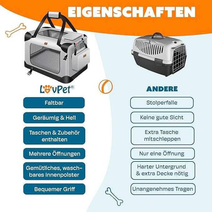 Lovpet® Транспортна чанта за кучета,  M: 60 x 42 x 42 cm
