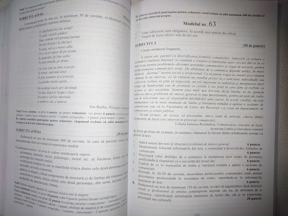 Culegere Bacalaureat Limba și literatura română