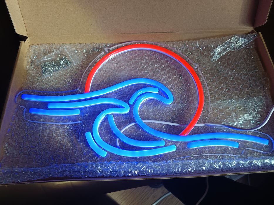 Димируема неонова табела вълна за залез и изгрев за декорация