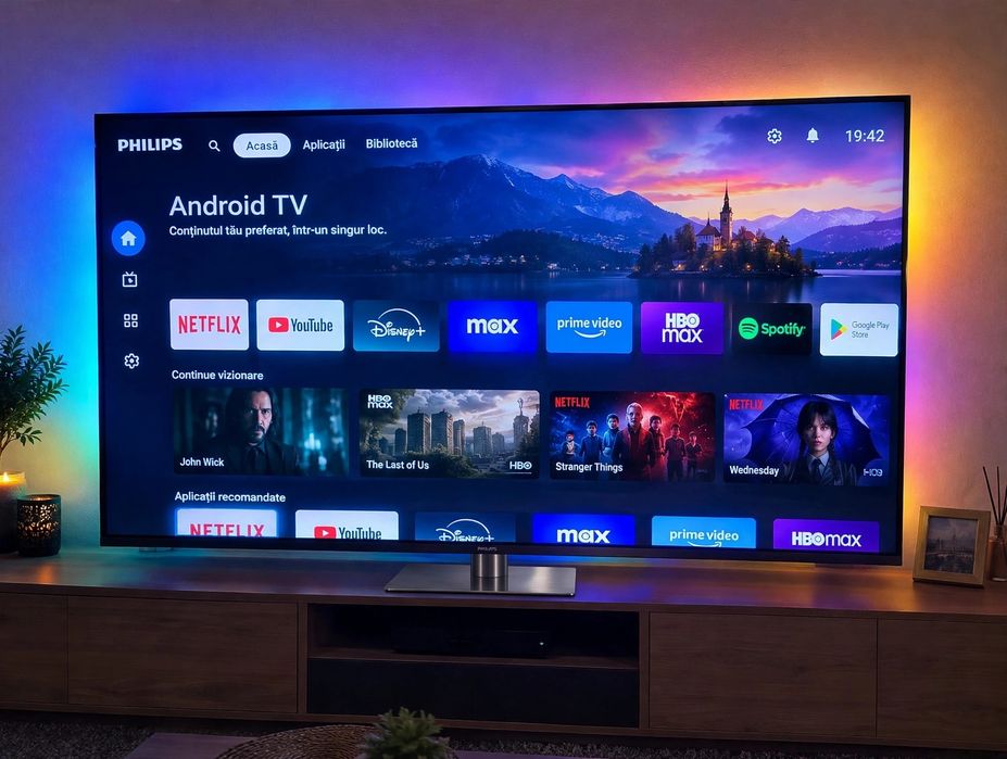 165 Cm SMART 4K UHD HDR ANDROID. Philips Ambilight 3 Laturi. 65PUS8535, Am și alte Mărci Mărimi Disponibile