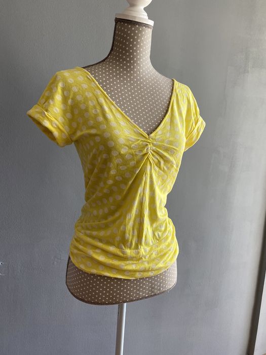 Bluza/tricou/top Zara galben cu buline albe, spatele gol, mărimea M