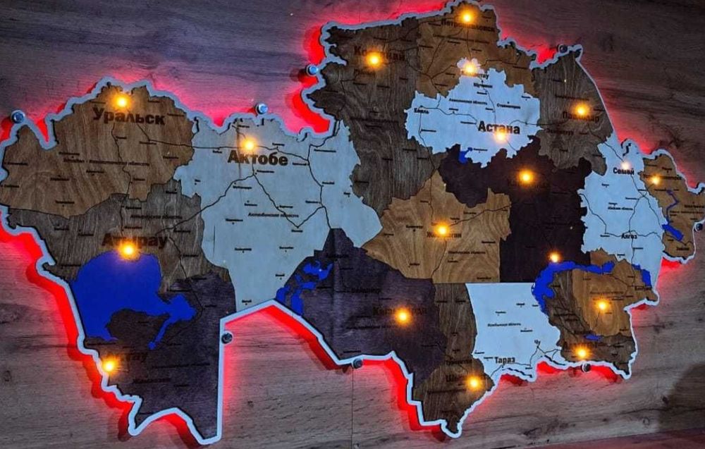 3D карта Казахстана из дерева