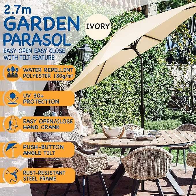 Градински чадър 2,7м Parasol, полиестер 180 g/m² (UV 30+)