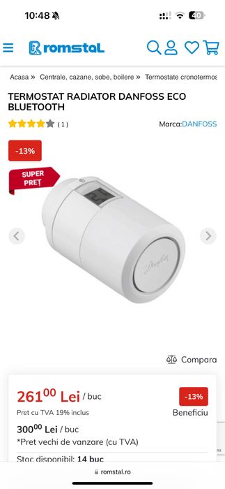 Robinet termostatat Danfoss Eco Bluetooth