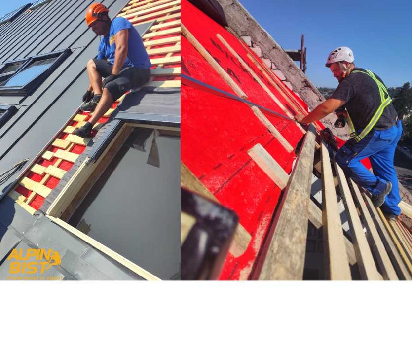 Montare tablă fălțuită cu alpiniști utilitari