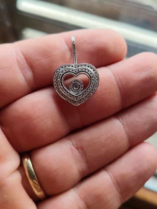 Pandantiv Chopard Happy Diamonds / Happy Hearts – Aur alb 18K (750) – Diamante
