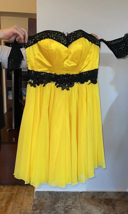 Rochie galbenă scurtă pentru banchet – elegantă, stare impecabilă