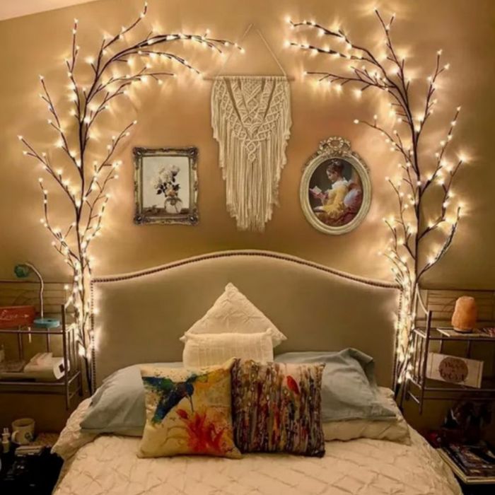 Светещо дърво за стена Лампички с дистанционно управление