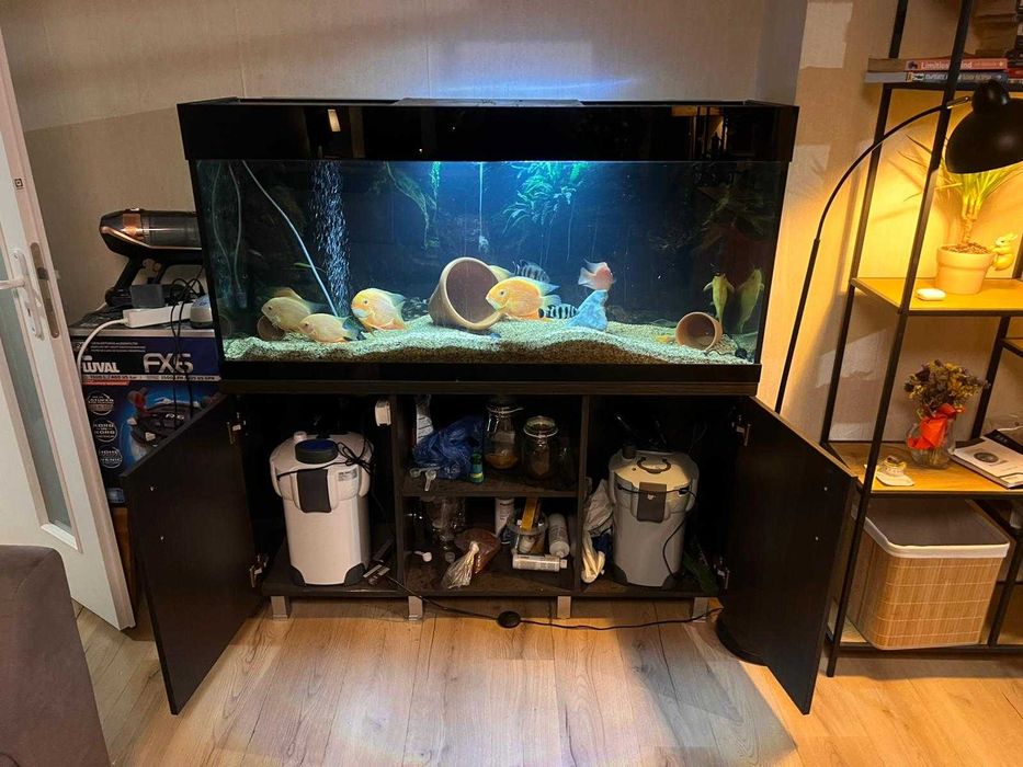 Дизайнерски кантиран аквариум с шкаф