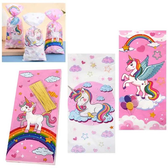 Плътни найлонови торбички с ушички за лакомства и подаръци