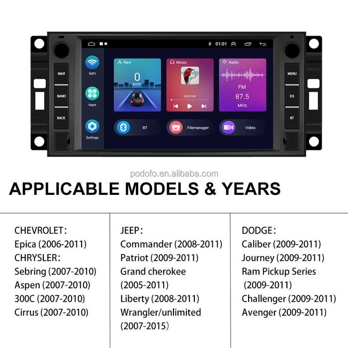 Мултимедия Двоен дин Навигация Chevrolet CHRYSLER JEEP DODGE Cherokee