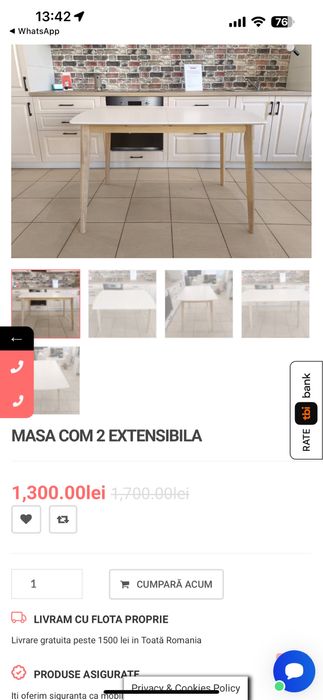 masa extensibila lemn midcentury