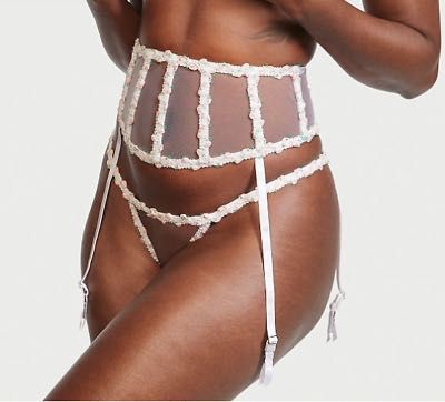 Portjartiera noua alba cu model floral Victoria’s Secret XS/S