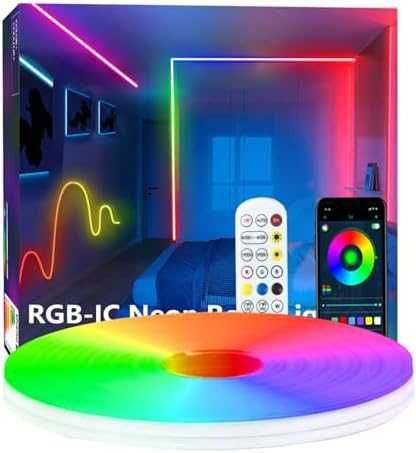 Нова Неонова LED въжена лента 3м RGBIC WS28 музикален режим осветление