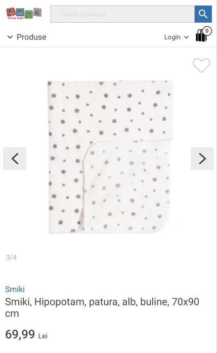 Paturica pentru scaun auto , carucior ,si 2  patura, alb , 70x90