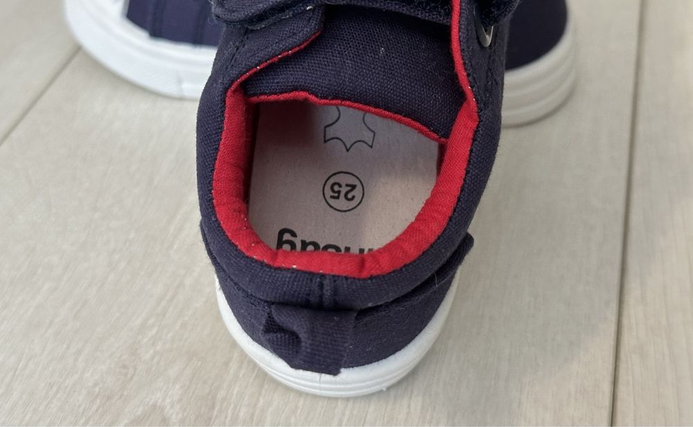 Teniși din bumbac, branț din piele, albaștri, Sinsay, mărimea 25, Noi