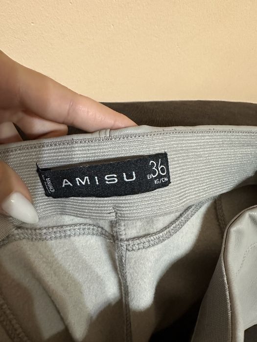 Сив кожен панталон