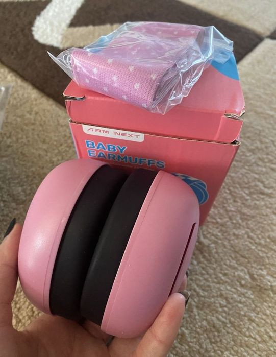 Casti antifonjce cu elastic NOI roz